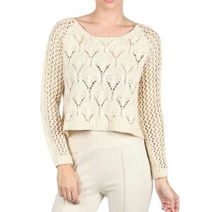 RYU Cream Open Weave Cropped Sweater ~ Women's Size S/M Small Medium